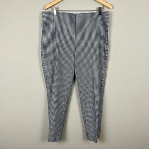 J. Jill Pants Womens 14 Navy Blue White Gingham Cotton Stretch Tapered Ankle